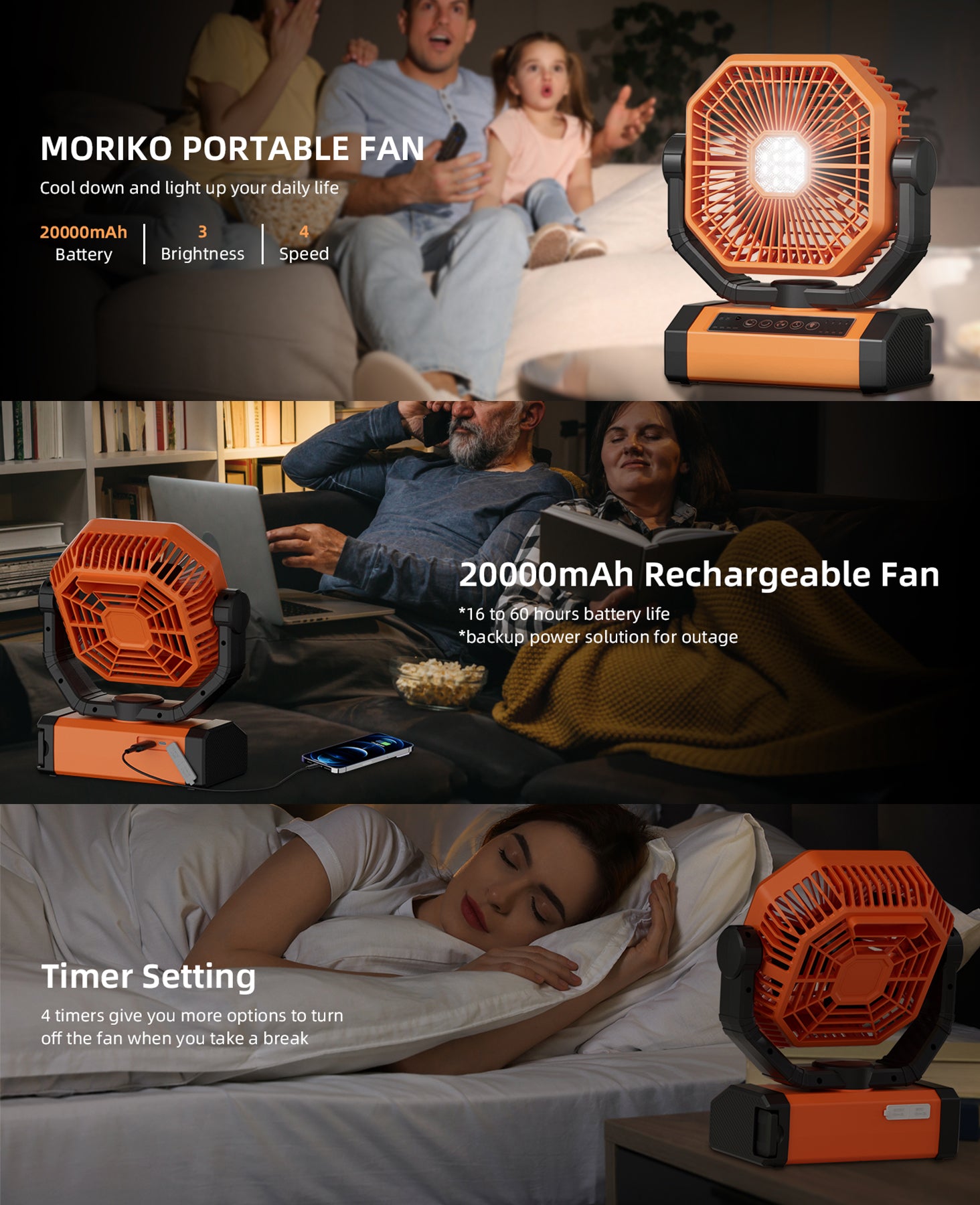Xtao Portable Table Fan, 20000mAh Rechargeable Cordless Ventilator w/ LED Lantern, Remote, Hanger Hook, Timer, 270° Pivot 90° Oscillating 4 Speed Quiet Brushless Motor, Indoor & Outdoor Garden Patio Xtao Portable Table Fan, 20000mAh Rechargeable Cordless Ventilator w/ LED Lantern, Remote, Hanger Hook, Timer, 270° Pivot 90° Oscillating 4 Speed Quiet Brushless Motor, Indoor & Outdoor Garden Patio